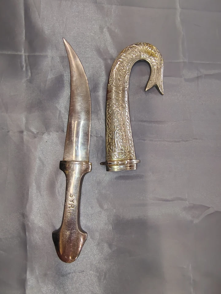 Арабский ближневосточный антикварный кинжал канджар нож Jambiya Damasens Сирия - Изображение 4 из 4