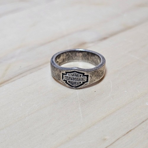 Vintage Sterling Silver Harley Davidson Motor Cycles Classic Shield Ring Size 8