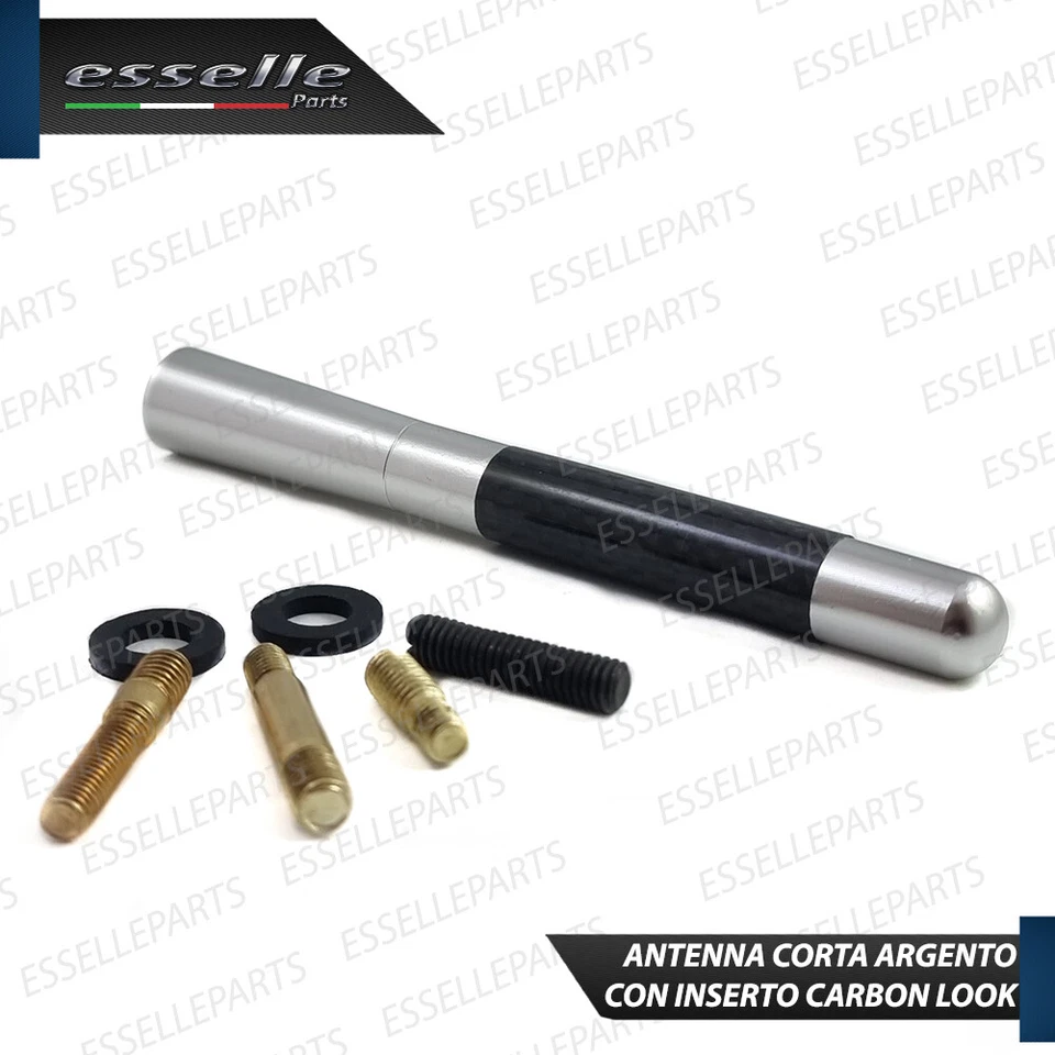 ANTENNA CORTA 12 CM ARGENTO FINITURA CARBONIO PER NISSAN QASHQAI II - Immagine 3 di 4