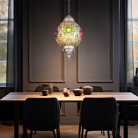 Pendellampe Esszimmerlampe HäNgeleuchte Kristalle Bunt Wohnzimmerlampe H 120 Cm