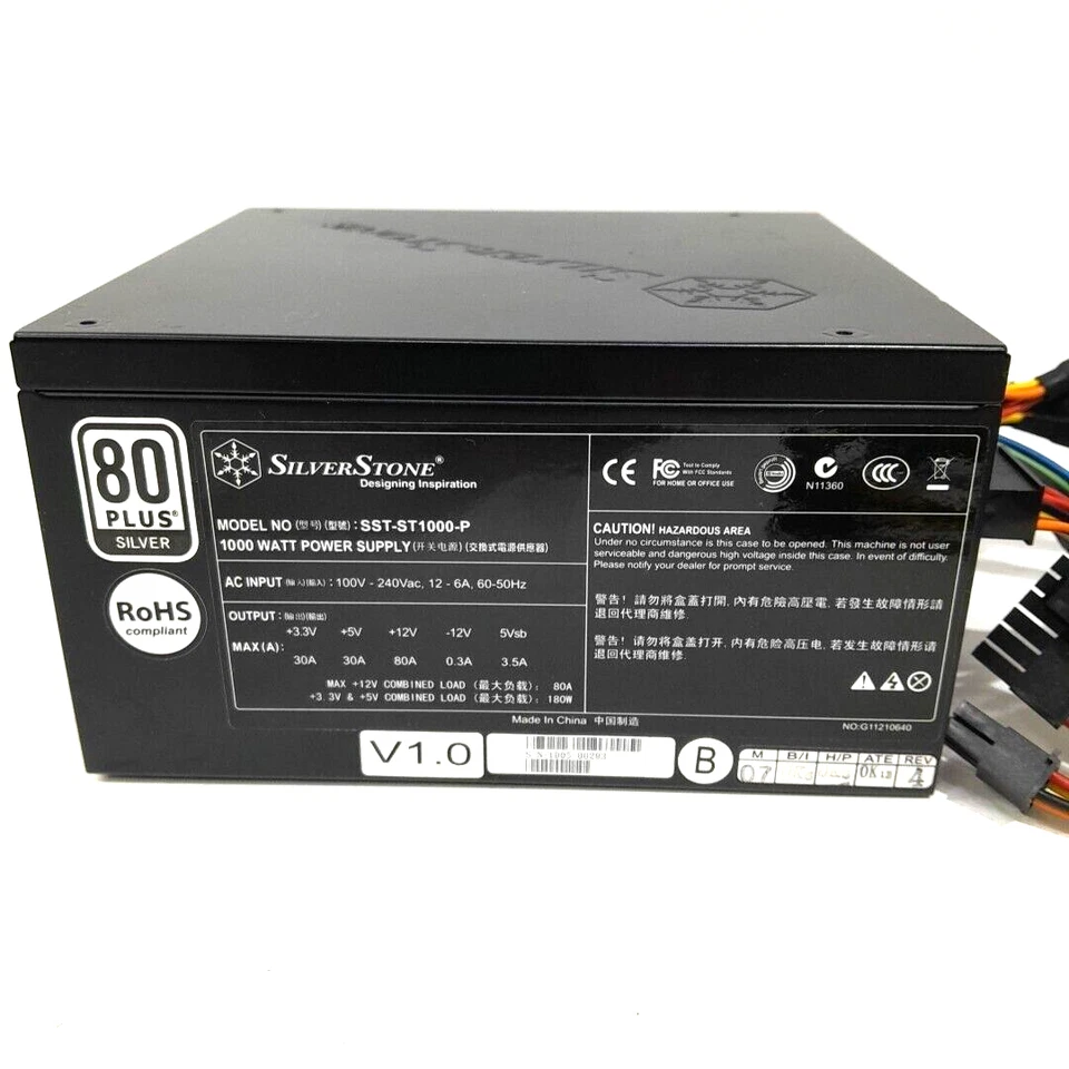 Silver Stone SST-ST1000-P 20+4Pin Power Supply 1000W 80+ - Image 2 of 4