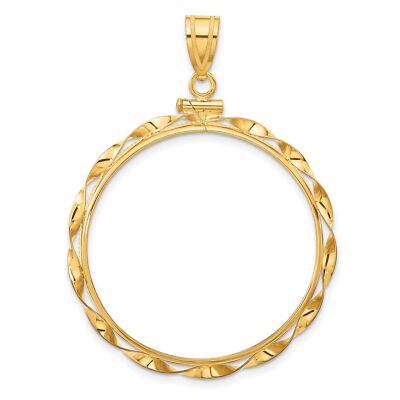 1967-Now 1 oz Krugerrand Screw Top Twisted Ribbon Coin Bezel in 14k Gold