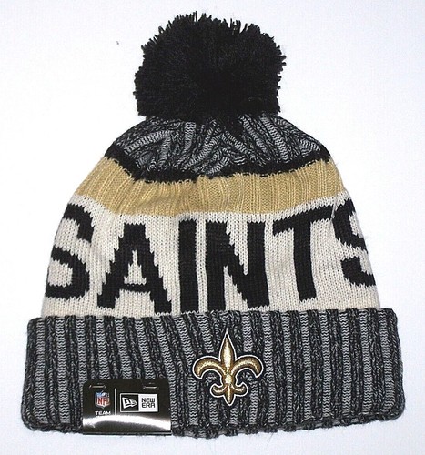 New Orleans Saints Logo Hat Beanie Cap NFL Football Black Gold New Era ...