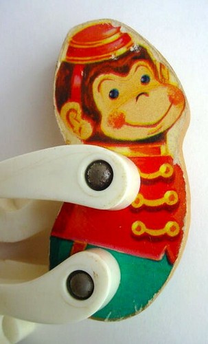 Vintage 1960s Fisher Price #900 Circus Amusement Monkey Figure Wood Plastic - Picture 8 of 11