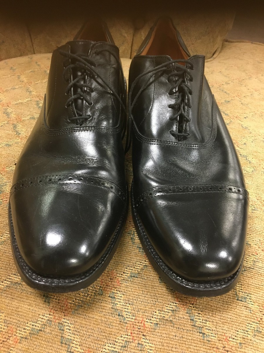 Allen Edmonds Byron Solid Black Leather Punched Cap Toe Dress