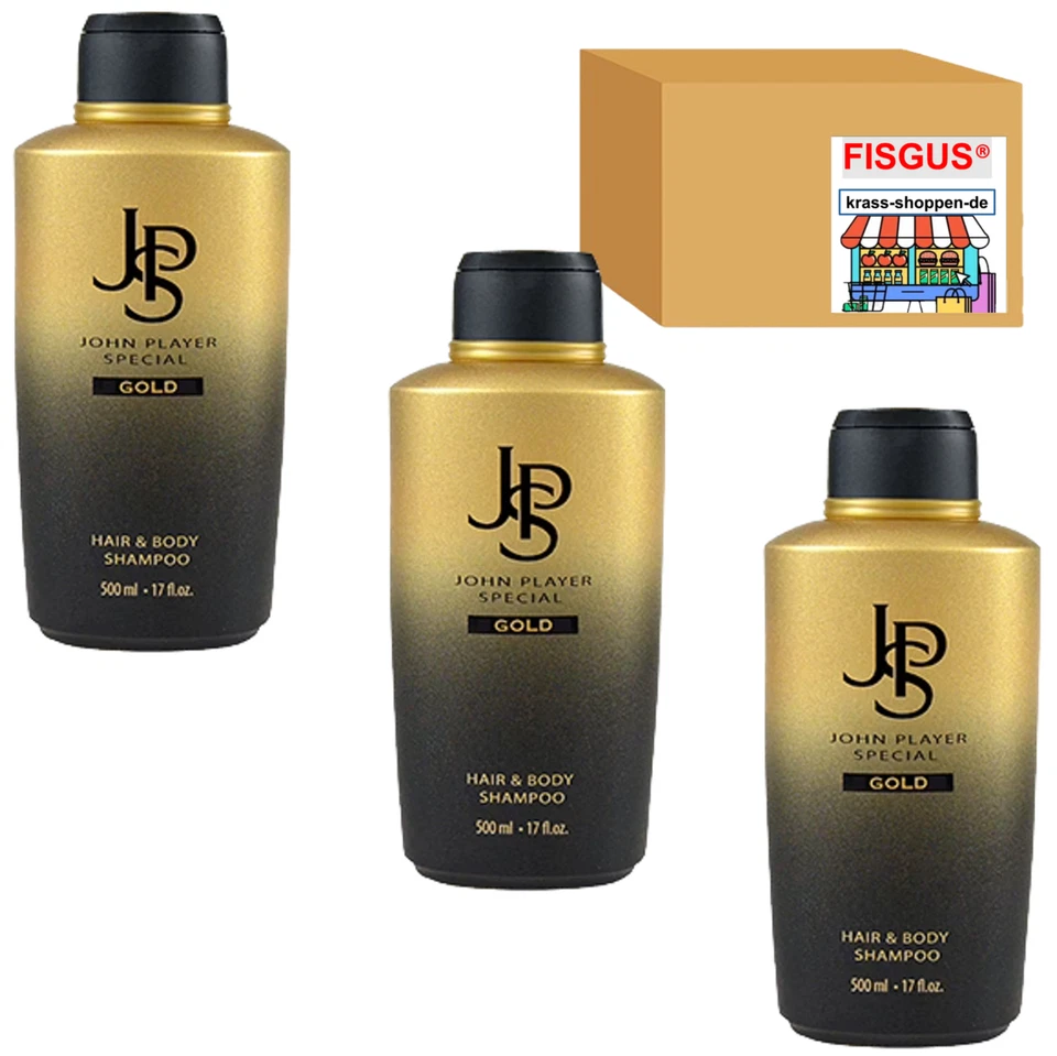 John Player Special JPS Gold 3 x 500 ml Hair & Body Shampoo Duschgel