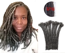 20 Pcs Dreadlocks Salt And Pepper 100% Remy Human Hair Locks Dreads Extensions