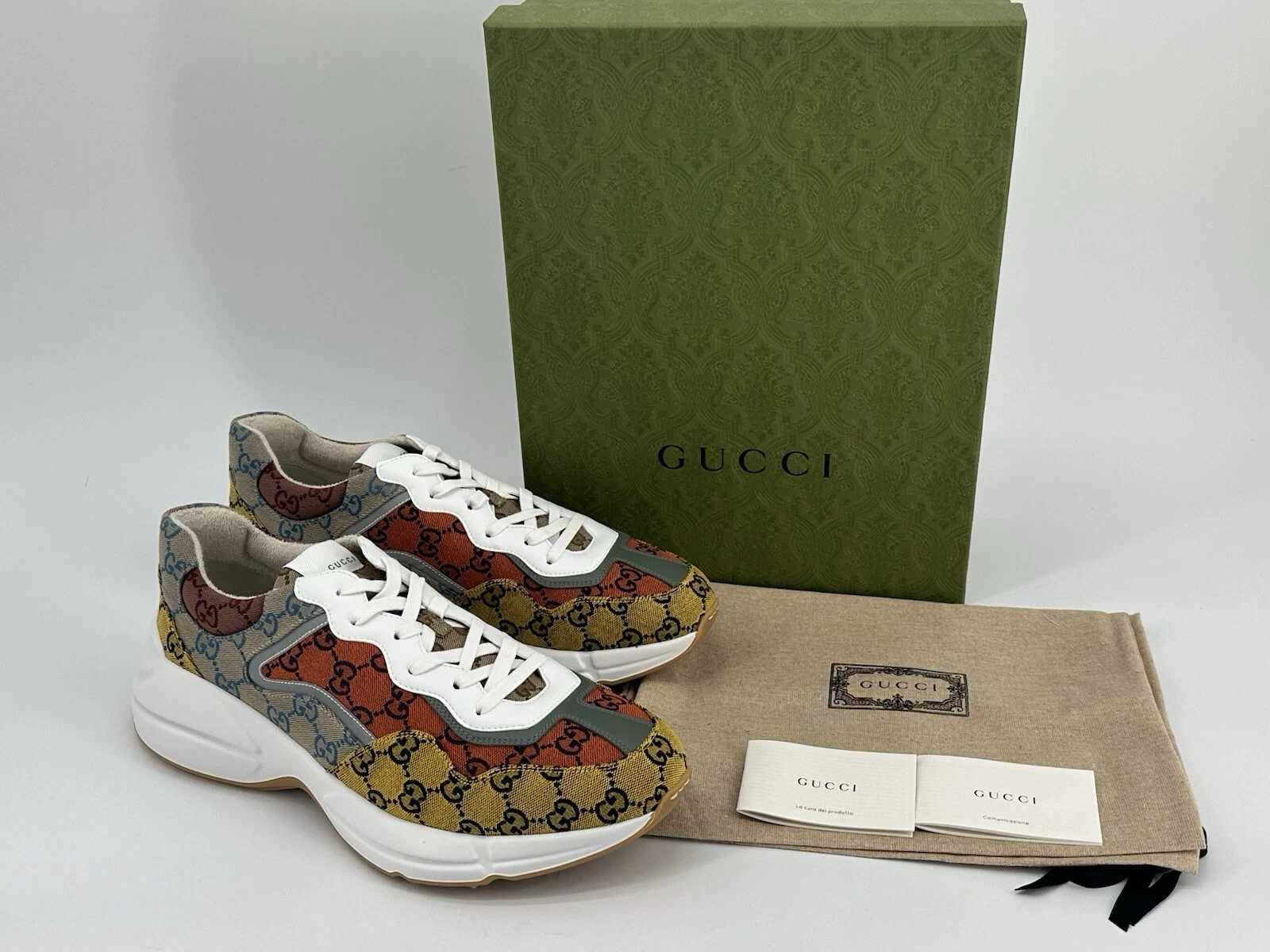 Baskets neuves originales GUCCI pour homme Rhyton GG 663659 Gr UK 13 /EU 47 /US 14