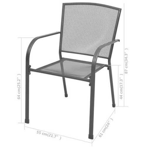 Stackable Garden Chairs 2 pcs Steel Grey - Picture 6 of 6