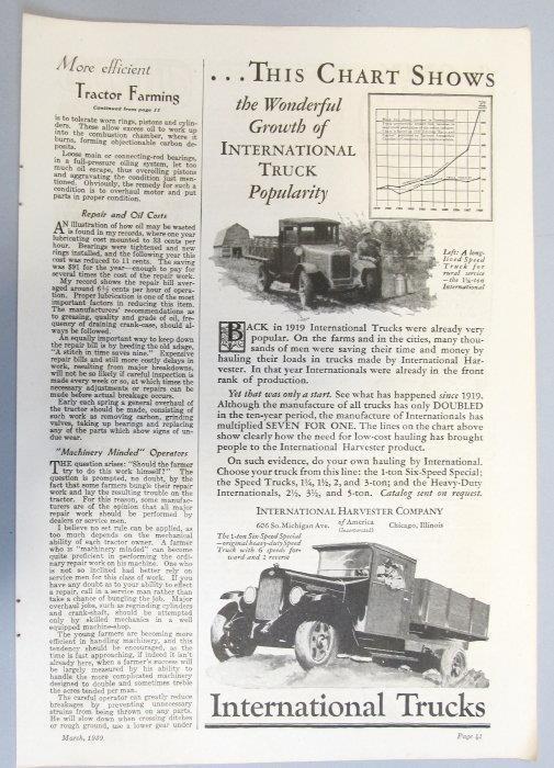 Orig 1930 International Truck Ad 1 1/4 Ton Speed & 1 Ton 6 Speed