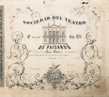 RARITÄT: Actie -  Sociedad del Teatro de PAISANDU - 1874
