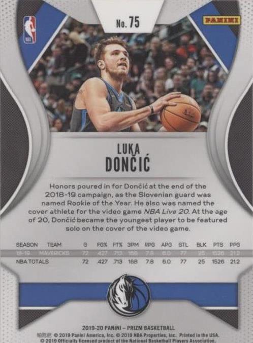 2019-20 Panini Prizm - Luka Dončić #75 for sale | eBay