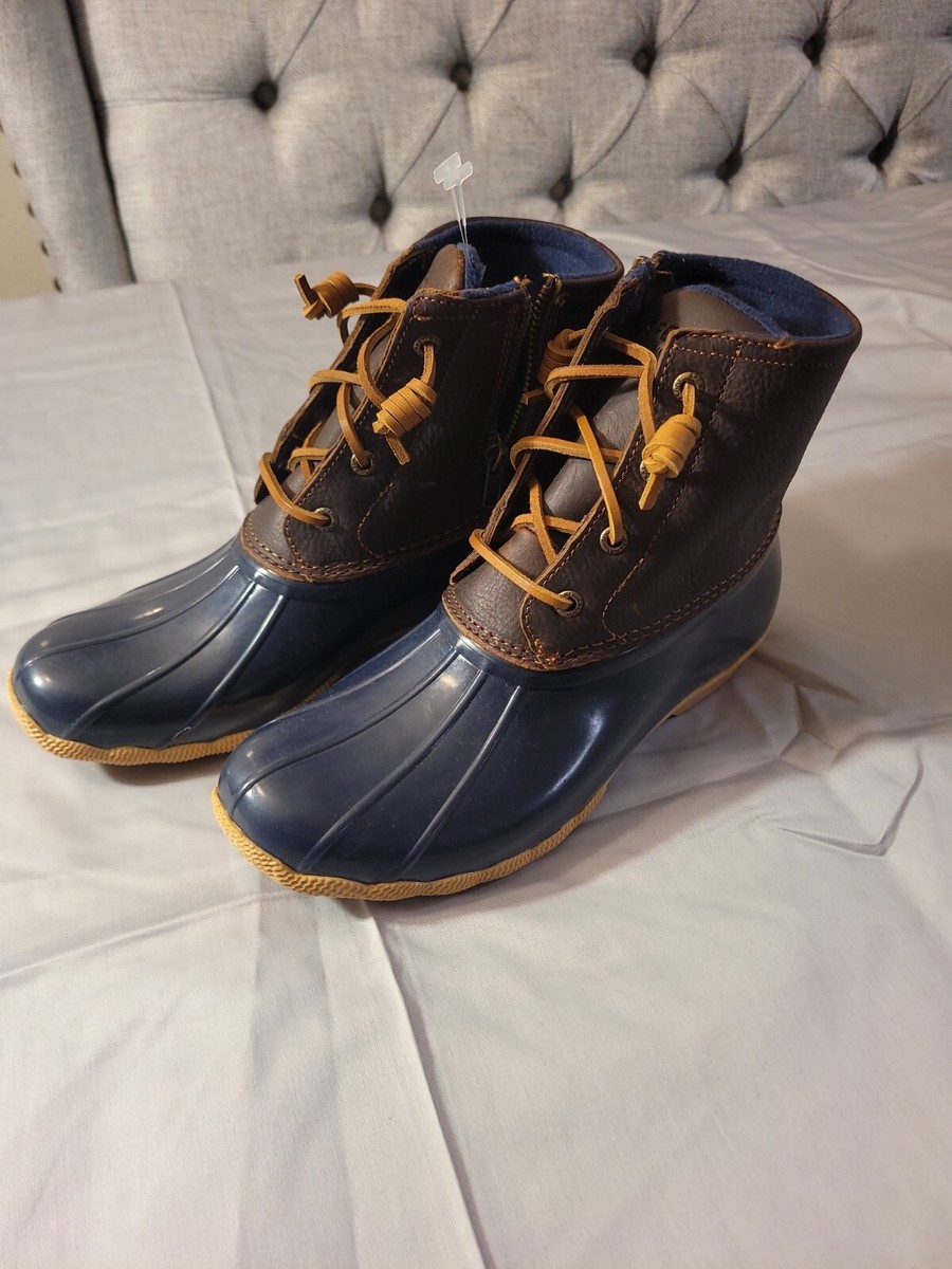 Sperry Brown Leather and Rubber Lace-Up Rain Boots Sperry Top-Sider Saltwater Brown Leather/Rubber Lace Up/Zip  main image 2