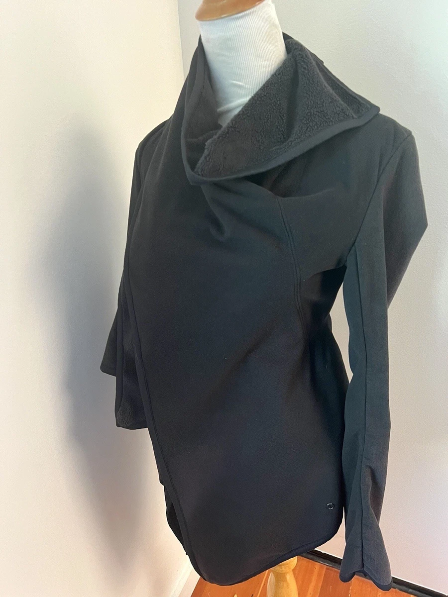 Lululemon 4 Presence Of Mind Jacket Black Fleece Wrap Draped Winter Yoga Over