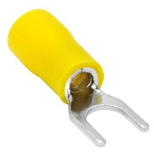25 Spade Fork Terminal Connector Vinyl Yellow 12-10GA AWG Gauge 10 Stud Speaker