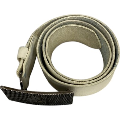 Trussardi Jeans Black Buckle Genuine Leather Belt Mens White Size 110