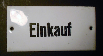 Shopping Old Enamel Sign Circa 1950