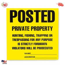 Posted Signs 100 Pack No Hunting Trespassing Heavy Duty  11"x11" Yellow