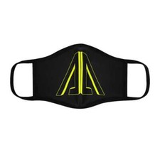 Original Logo Fitted Polyester Face Mask Black and Yellow S/M