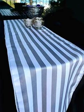 Quasimoon Striped Pattern Table Runner - Gray / Grey (12 x 108) by PaperLante...