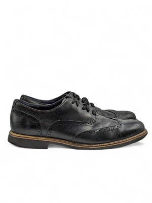 COLE HAAN C11233 MEN\'S BLACK LEATHER WINGTIP OXFORDS DRESS SHOES SIZE 13 M Cole Haan Great Jones Mens 13 Black Leather Wingtip Oxfords  main image 2