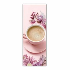 Glasbild Cute Cup 30 x 80 cm Rosa Bild Wandbild Küchenbild Cafe Pink hochformat