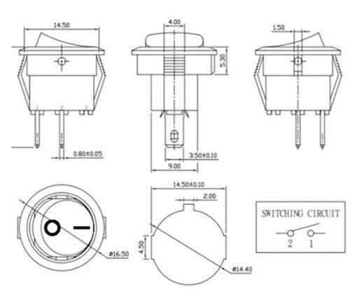 5x Mini Kippschalter Snap-in Wippschalter 15mm Schwarz Rund 230V 12V 24V KFZ - Bild 2 von 3