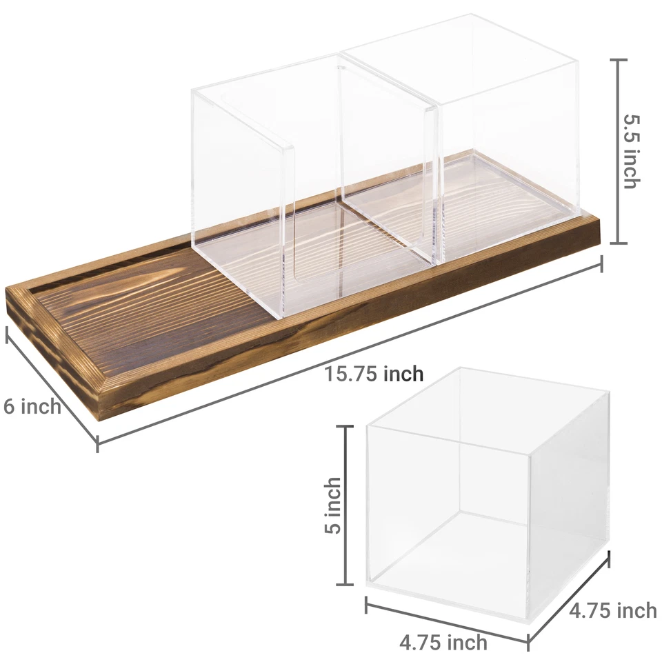 MyGift 4 piezas acrílico transparente estación de café y té organizador contenedores con bandeja de madera Foto 4 de 4