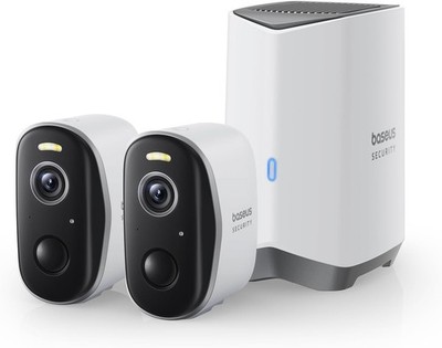 Baseus Überwachungskamera außen 2K Akku 210 Tage IP67, 2er-Set 145° HD