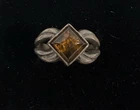 Vintage Baltic Amber Sterling Silver Square Cut Ring Sz 9.25