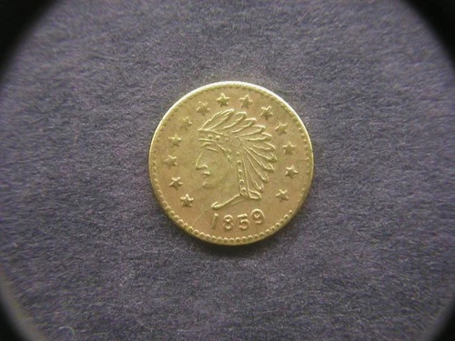 1859 California Gold 13 Star Indian Head Round 1/2 Token/Coin: Star on back