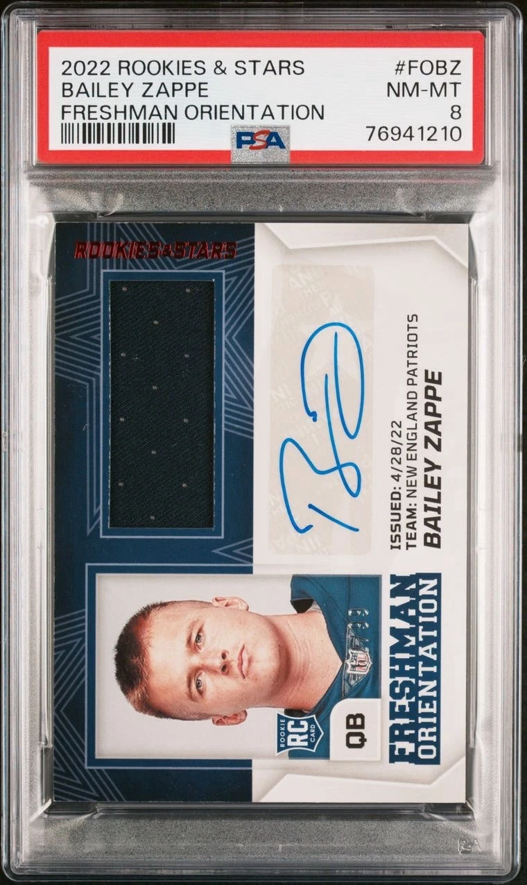 Bailey Zappe Panini Rookies & Stars Freshman Orientation Autograph Relics #FOBZ Base