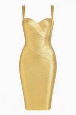 Stunning Metallic Gold Bandage Dress