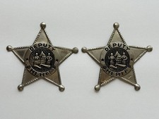 Vintage Deputy Sheriff Badge Star Pin Lot of 2 Metal Western Style Collectible