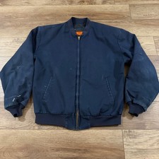 Vtg 90s Cintas Navy Quilted Lined Work Bomber Jacket L-RG