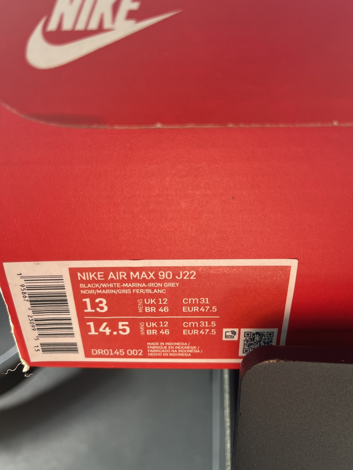 Nike Air Max 90 Shoes DR0145-002 Size 6 Black thumbnail 4