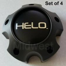 Set of 4 New Black 1079L121HE1SB Helo HE878 Caps 5 Lug 5x4.5 5x120.65 5x127 Only