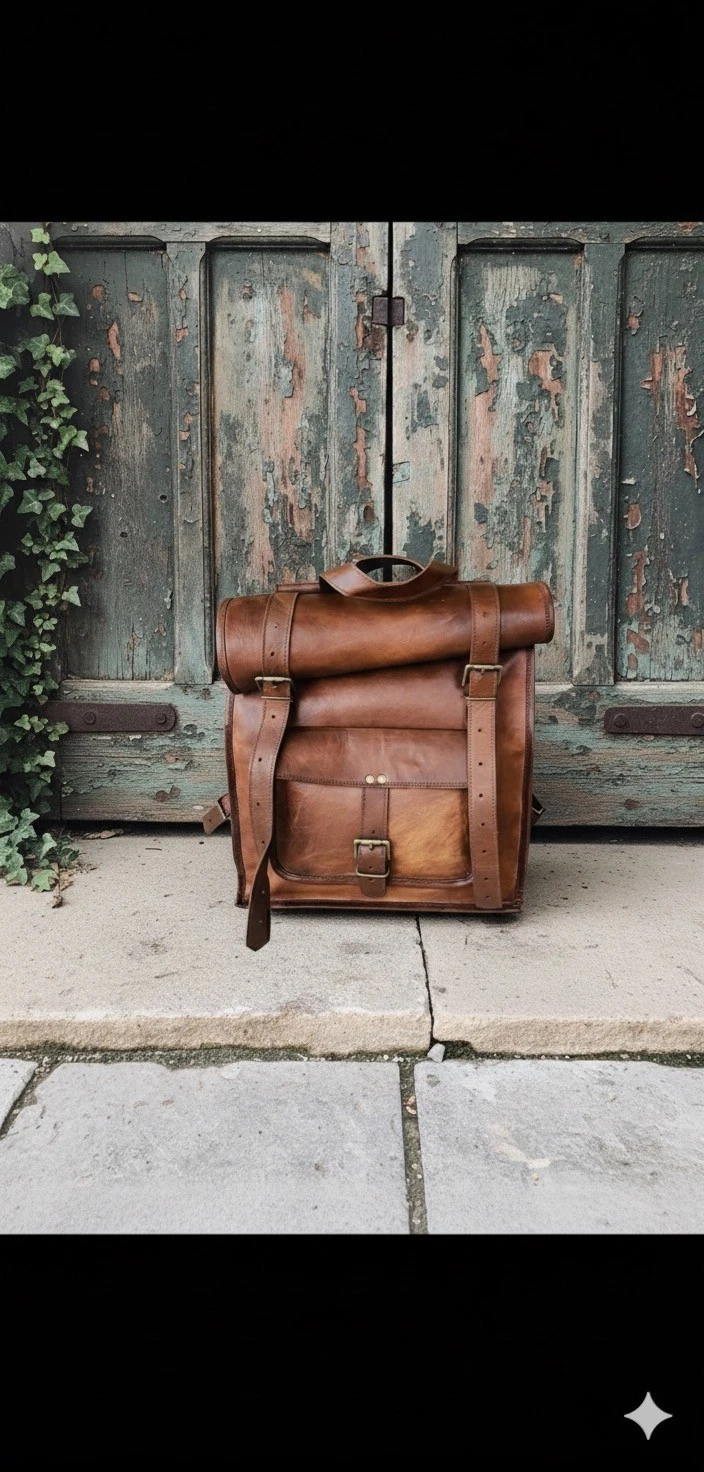 Goat Bag Backpack Laptop Rosted Leather Men Vintage Brown Genuine S Travel New