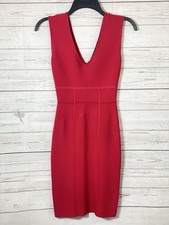 BCBGMAXARIA Litte Red BodyCon Stretch Dress With Plunging Neckline Size XS