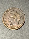 1886 Indian Head Cent Penny, Variety 2, Var 2, T2 Type 2, VG/Fine Details, Toned