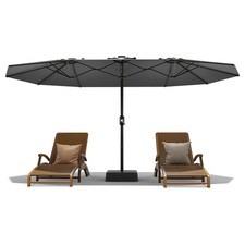 15FT Large Patio Umbrella with Cross Base Outdoor Double-Sided Market Umbrella