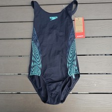 Speedo Endurance Women's Black/Turquoise Swimsuit Sz 32/4 New