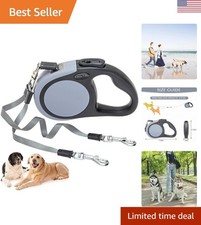 Dual Retractable Dog Leash for 2 Dogs, 16ft Extendable  Tangle-Free in Grey