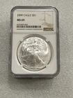 2008 SILVER EAGLE NGC MS 69 ~~ BROWN LABEL  ~~ NO SPOTS ~~ PRISTINE   (060)
