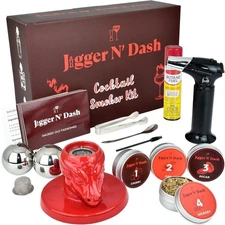 Jigger N' Dash Cocktail Smoker Kit with Torch, Tiki Top Whiskey Kit (Red Dragon)