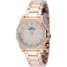 Invicta Women's Watch Speedway Rose Gold Case Silver Tone Glitter Dial 49131