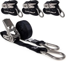 Stainless Steel Ratchet Straps With Carabiner Hooks 1 X 10 4-pack 500 Lbs