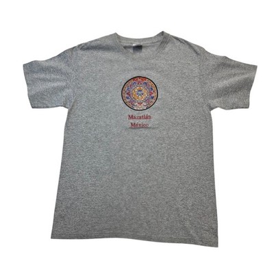 Mazatlan Mexico Aztec Calendar YAZBEK Heavy Weight Gray T-Shirt Size M
