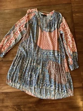 Sanctuary Boho Vintage Look Complex Floral Bohemian Tunic Top Blouse Medium