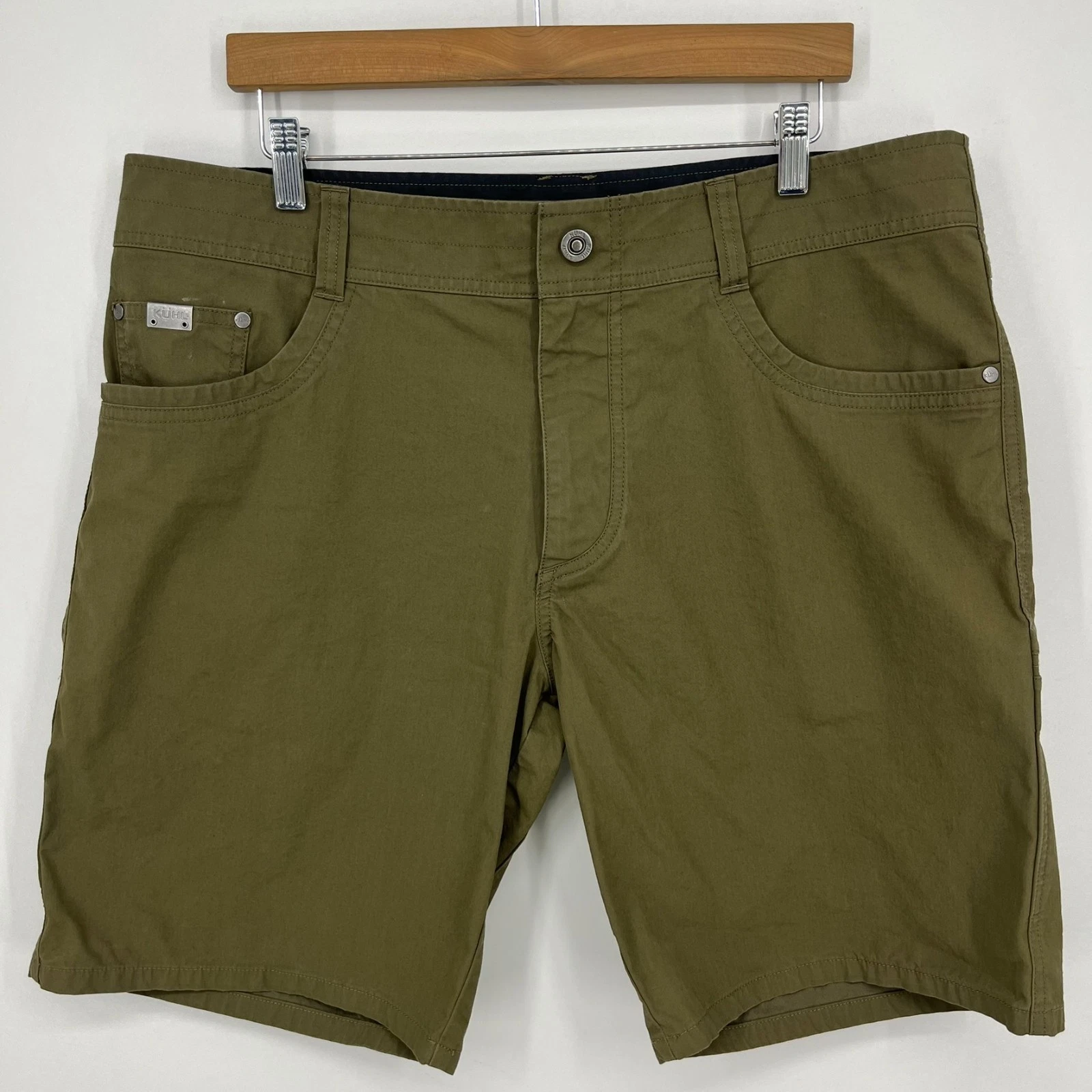 Kuhl Shorts Men's Size 38 Green Vintage Patina Dye Outdoors Hiking Pockets